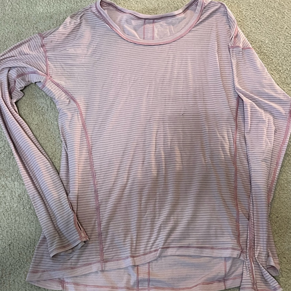 Lululemon Pink Striped Long Sleeve Top